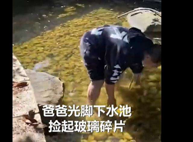 傳送帶廠家：榜樣！爸爸赤腳下水撈寶寶扔的玻璃渣